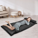 Foldable PU Leather Leisure Floor Sofa Bed with 2 Pillows-Black by LJGDeals