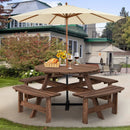Patio 8 Seat Wood Picnic Dining Seat Bench Set by LJGDeals