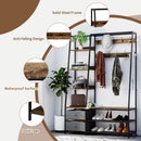 6-in-1 Freestanding Hall Tree Coat Rack with Bench and Fabric Dressers-Rustic Brown by DirectDeals