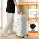 1500W Oil Filled Space Heater with Universal Wheels and 3-Level Heat-White by LJGDeals