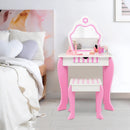 2-in-1 Toddler Vanity Set with Detachable Top & Cute Flower Patterns-White by LJGDeals