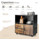 Kitchen Storage Buffet Sideboard with Wine Rack and Glass Holder-Black by LJGDeals