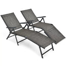 2 Pieces Foldable Chaise Lounge Chair with 2-Position Footrest by LJGDeals