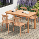 49 Inch Rectangle Patio Indonesia Teak Wood Dining Table with Slatted Tabletop Up to 6 by LJGDeals