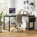 Modern Reversible Computer Desk with Storage Pocket and CPU Stand for Working Writing Gaming-Dark Gray by LJGDeals