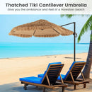 9.5 FT Cantilever Tiki Patio Umbrella Hawaiian Style Offset Hanging Umbrella-Natural by LJGDeals