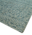 6X9 Teal and Beige Hand Knotted Southwestern Tribal Trellis recycled silk Rug