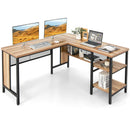 Industrial L-Shaped Corner Computer Desk Office Workstation with Storage Shelves by LJGDeals