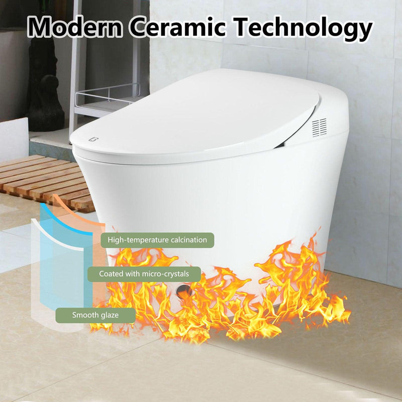 Smart Toilet with Wireless Remote, Multiple Spray Modes, Heated Seat with Warm Water Sprayer and Dryer, Foot Sensor