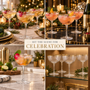 The Wine Savant Gold Rim Glasses 6 oz, Set of 4 Gold Rim Classic Manhattan Glasses