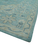Turkish Serapi Blue and Beige Hand Knotted Wool Area Rug 9x12