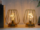 7'' Tall Metal Lamp Mini Cage Shape Cordless Table Battery Lanterns(Set of 2)