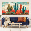 Colorful Cacti Wall Art – Framed Vibrant Succulent Canvas by MyGreatCanvas | Canvas Wall Art Prints | Photo Prints & Wall Decor