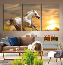 Large Wall Art Galloping White Horse at Sunset Canvas Print
