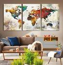 Watercolor World Map Canvas Print – Framed Wall Art for by MyGreatCanvas | Canvas Wall Art Prints | Photo Prints & Wall Decor