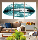 Blue Lips Wall Art Canvas Print