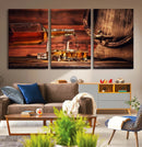 Whiskey and Cigar Canvas Wall Art | 3 Panel Bar Room Decor by MyGreatCanvas | Canvas Wall Art Prints | Photo Prints & Wall Decor