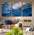Navy Blue Canvas Art Abstract Print – Elegant Triptych