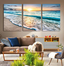 Sunset Beach Waves Canvas Wall Art – 5-Panel Ocean Sunset by MyGreatCanvas | Canvas Wall Art Prints | Photo Prints & Wall Decor