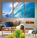 Blue Big Wave Surfing Ocean Canvas Wall Art Artwork Print