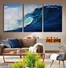 Ocean Wave at Sunset Canvas Art, Large Wall Print of Vibrant