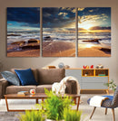 Golden Hour Beach Sunset Canvas Triptych, Ocean Waves and by MyGreatCanvas | Canvas Wall Art Prints | Photo Prints & Wall Decor