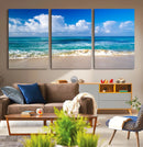 Tropical Beach 3-Panel Canvas Wall Art – Serene Ocean Waves