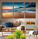 Sunset Ocean Beach Wall Art – Giclee Canvas Print, Coastal