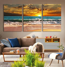 Golden Sunset Beach Canvas Wall Art – Triptych Seascape by MyGreatCanvas | Canvas Wall Art Prints | Photo Prints & Wall Decor