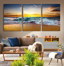 Golden Sunset Ocean Waves Wall Art Canvas Print – Multi