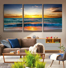 Vibrant Ocean Sunrise Over Golden Beach Waves, Giclee Canvas