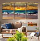 Ocean Sunrise Over Golden Beach Waves, Giclee Canvas Wall by MyGreatCanvas | Canvas Wall Art Prints | Photo Prints & Wall Decor