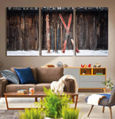 Vintage Ski Gear Canvas Print, Vintage Ski Gear Against