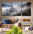 Beautiful Rising Fog in Winter Mountain Landscape- Framed
