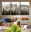 Foggy Mountain Wall Art | 3-Panel Foggy Forest and Mountain