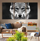Black and White Wild Wolf Wall Art Canvas Print