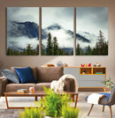Mountain Mist Canvas Wall Art Print | 3-Panel Foggy Forest