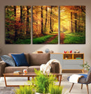 Sunlight Through Trees Wall Art Canvas Print - Autumn Forest