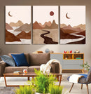 Boho Wall Art Canvas Print Set Mid-Century Prints Bohemian