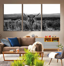 Black and White Highland Cow Canvas Wall Art, Longhorn by MyGreatCanvas | Canvas Wall Art Prints | Photo Prints & Wall Decor