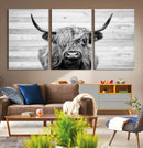 Scottish Highland Cow Cattle Art Print on Wood Background by MyGreatCanvas | Canvas Wall Art Prints | Photo Prints & Wall Decor