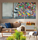 Banksy Colorful Street Graffiti Canvas Wall Art Print, by MyGreatCanvas | Canvas Wall Art Prints | Photo Prints & Wall Decor