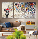 Banksy Art Butterfly Girl Explosion Canvas Art – Vibrant