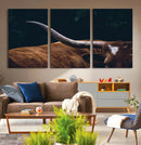 Texas Longhorn Bull Wall Art Canvas Print - Large Framed