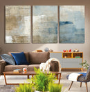 Abstract Blue and Beige Wall Art, Modern Minimalist Canvas