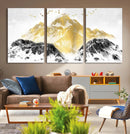 Golden Mountain Triptych Wall Art Canvas Print, Modern