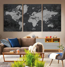 World Map Canvas Print – Detailed Map of the World Wall Art