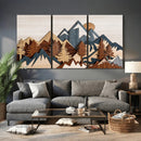 Woodland Mountain Landscape Triptych, Giclee Canvas Art for