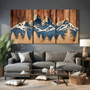 Rustic Wood Style Mountain Wall Art, Nature Forest Canvas