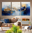 Navy Blue Abstract Wall Art Canvas Print